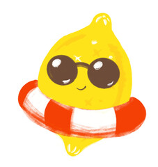 Yellow lemon sunglasses summer fun cartoon illustration