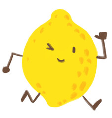 Yellow lemon happy smile active cartoon illustration