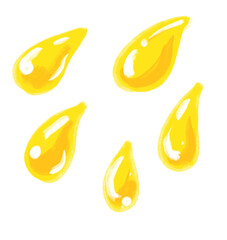 Yellow lemon juice droplets splash cartoon illustration