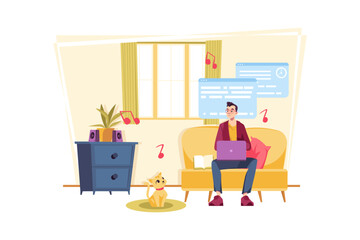 Remote working Illustration concept on white background