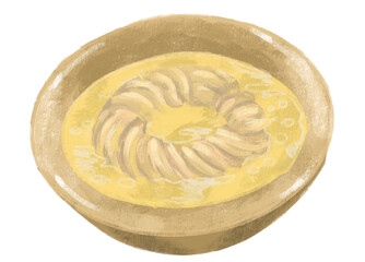 Japanese food udon noodle soup illustration hand painting