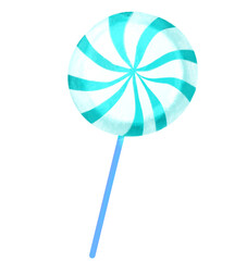 Pepper mint Swirl lollipop candy Christmas festival hand drawing painting illustration