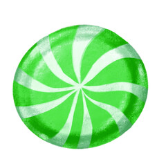 Green Swirl candy Christmas festival candy hand drawing painting illustration