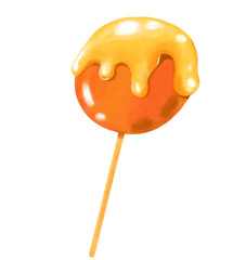 Caramalized Candy lollipop stick hand drawing illustration