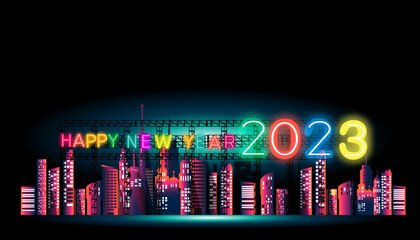 Happy new year  2023  - idea and concept think Creativity modern Idea and Concept illustration vector.