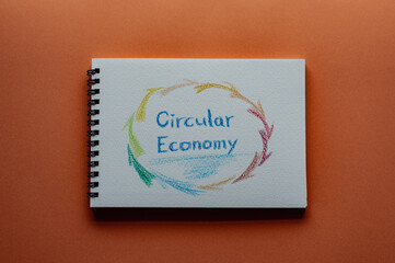 There is sketchbook with an illustration of Circular Economy.