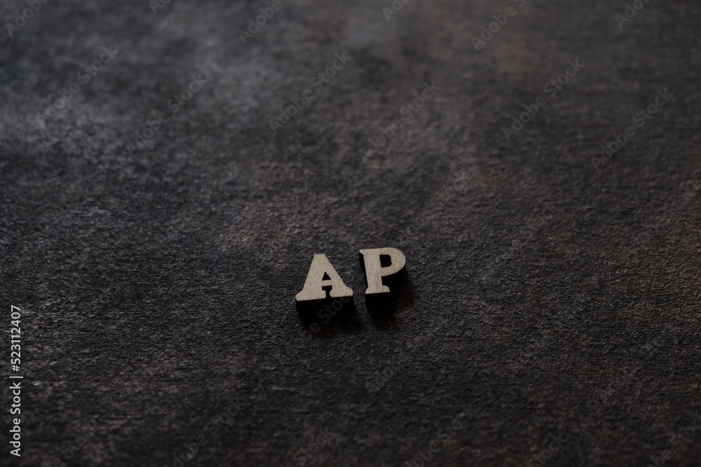 Wall mural the letters a and p above the dark field. initials ap