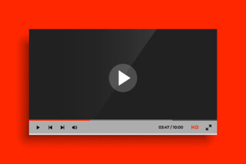 red modern video player template design
