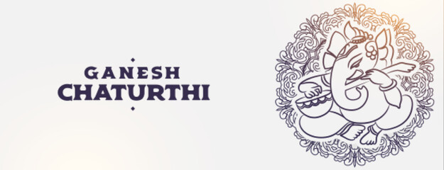 elegant lord ganesha design for indian festival ganesh chaturthi - obrazy, fototapety, plakaty