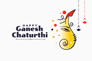 indian festival ganesh chaturthi celebration banner with ganesha design - obrazy, fototapety, plakaty