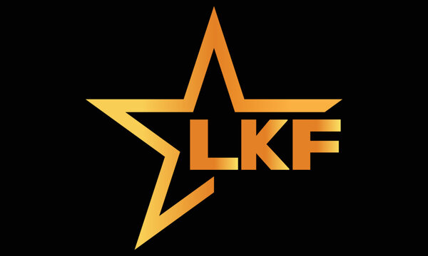 LKF golden luxury star icon three letter logo design vector template. royal logo | luxury logo | jewelry logo | premium logo | iconic logo | Victoria logo |