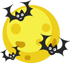 Halloween moon and bats