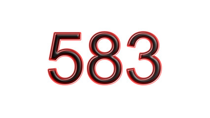red 583 number 3d effect white background
