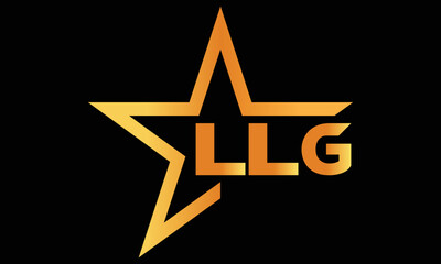 LLG golden luxury star icon three letter logo design vector template. royal logo | luxury logo | jewelry logo | premium logo | iconic logo | Victoria logo |