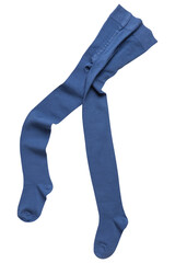 Blue children's tights in motion, as if walking or dancing, on a white background