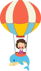 Kids flying in hot air balloon