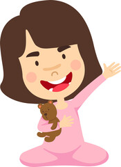 cute girl with bear doll