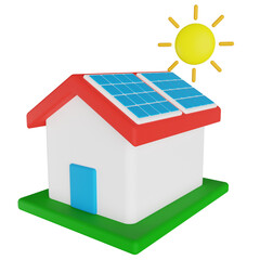solar house 3d render icon
