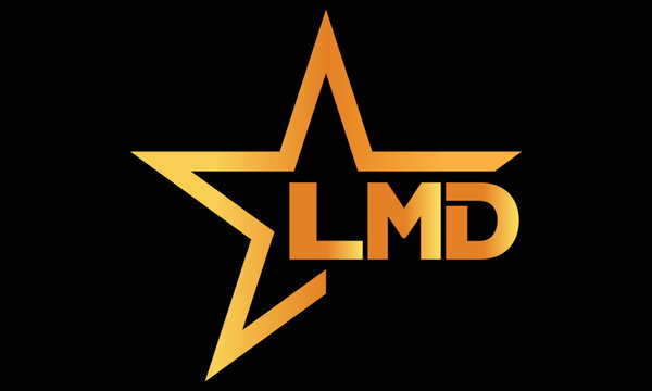 LMD golden luxury star icon three letter logo design vector template. royal logo | luxury logo | jewelry logo | premium logo | iconic logo | Victoria logo |