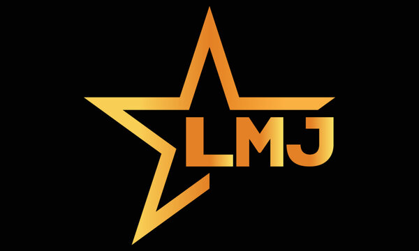 LMJ golden luxury star icon three letter logo design vector template. royal logo | luxury logo | jewelry logo | premium logo | iconic logo | Victoria logo |