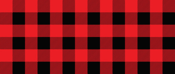 Buffalo plaid pattern in red and black. Seamless background
