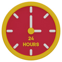 24 hours 3d render icon
