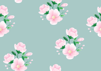 Beauty and colorful flowers in water color style and seamless background wallpaper.