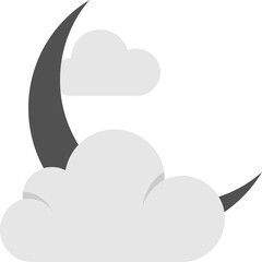Moon with Clouds Flat Icons
