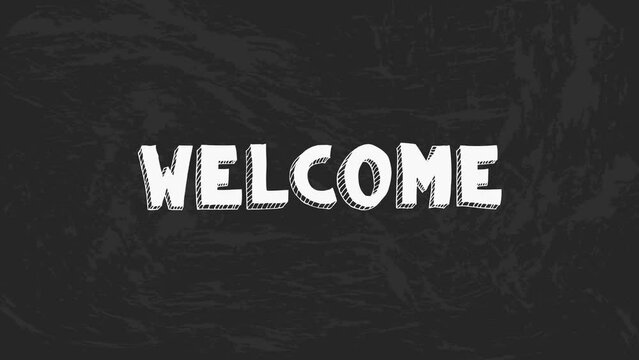 Welcome- white chalk text on a vintage slate blackboard isolated on white