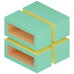 3d cube 3d render icon