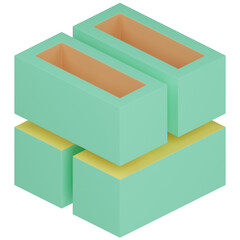 3d cube 3d render icon