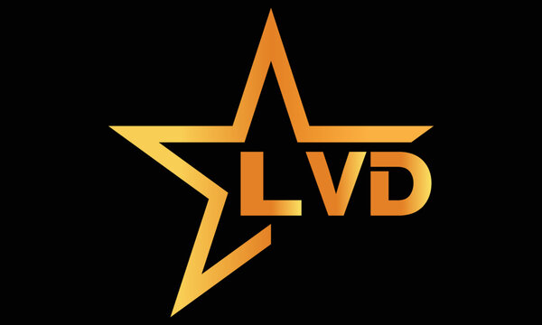 LVD golden luxury star icon three letter logo design vector template. royal logo | luxury logo | jewelry logo | premium logo | iconic logo | Victoria logo |