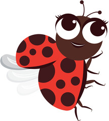 Flying Ladybug Cartoon Character.