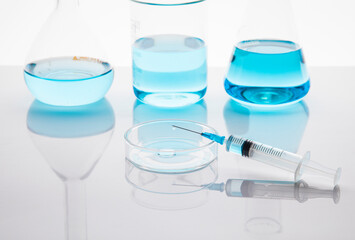 Photo of biochemistry glassware experiment