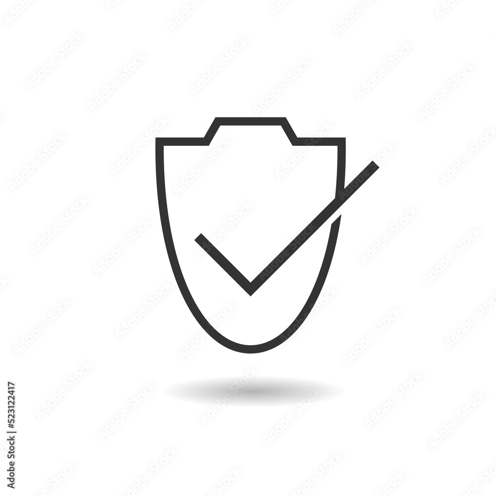 Poster shield check mark icon with shadow