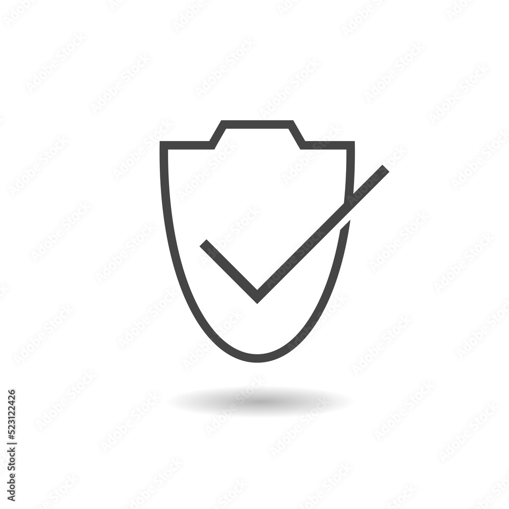 Poster shield check mark icon with shadow