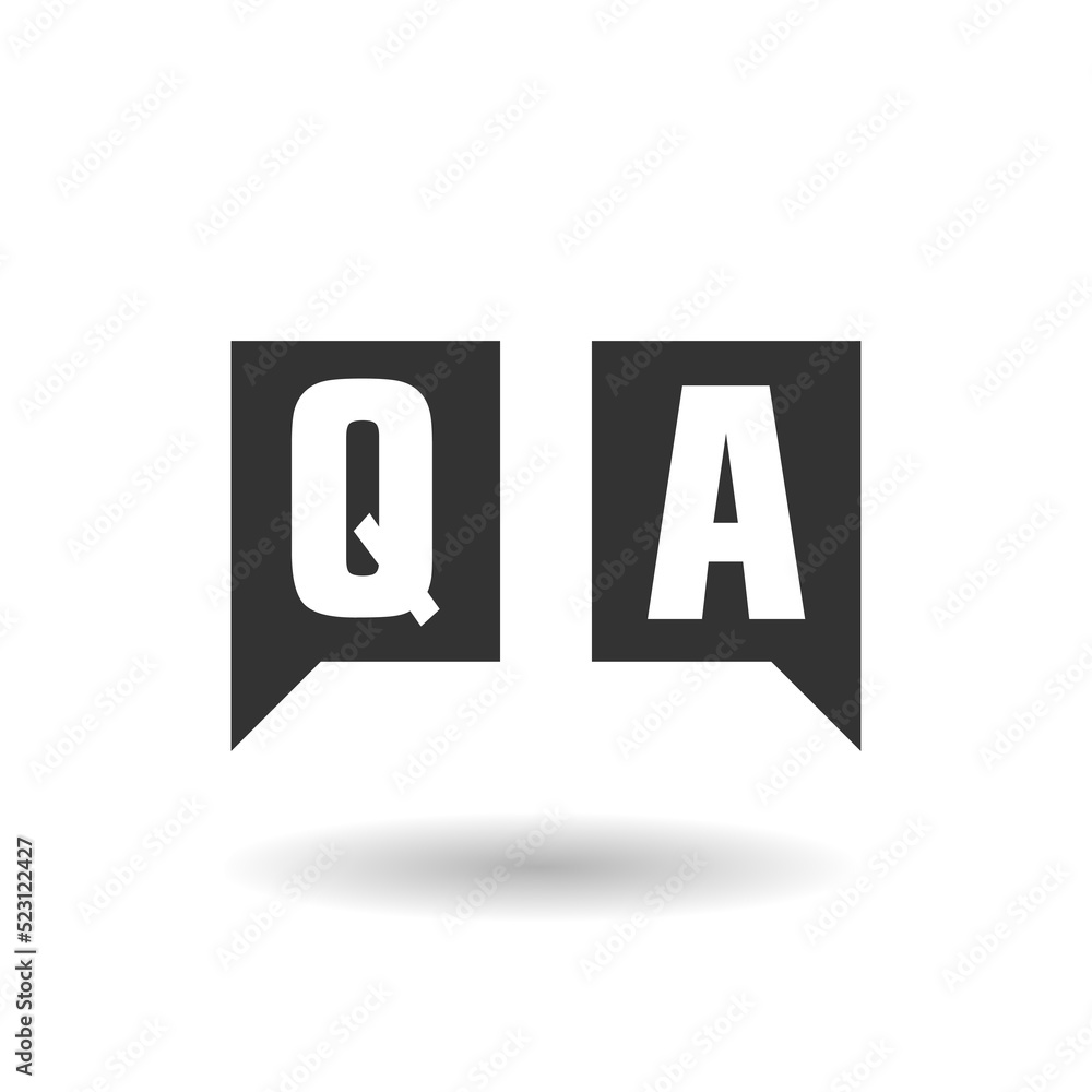 Poster speech bubbles with question and answer icon with shadow