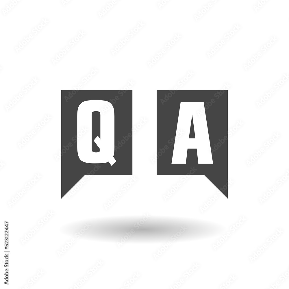Poster speech bubbles with question and answer icon with shadow