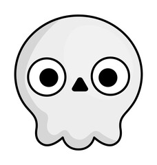 Vector kawaii human skull. Cute smiling Halloween character for kids. Funny autumn all saints day cartoon scary skeleton illustration. Samhain party icon for children.