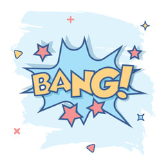 Fototapeta premium Vector cartoon bang comic sound effects icon in comic style. Sound bubble speech sign illustration pictogram. Bang business splash effect concept.