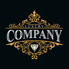 luxury logo design. the concept of writing and carving with ornamental forms.