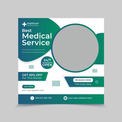 Healthcare medical services social media Instagram post banner template design