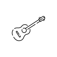 Camping, travel and picnic icon. Vector outdoor season theme in autumn or spring. Guitar and music