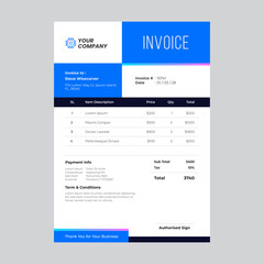 Technology Corporate Blue Invoice. Microelectronics tech company.