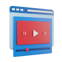 Online Video Player 3D Illustration