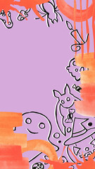 Halloween watercolor illustration. Vertical social media frame with place for text (9:16). For designing social media, stationery, printing on objects, etc.