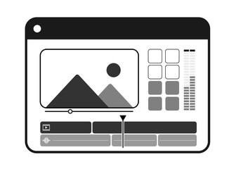 Display  app Video Editing. Post Production timeline editing. Video Timeline display black Color.