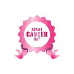 pink badge logo design for female breast cancer