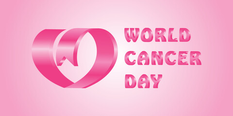 breast cancer day background design with pink heart shape ribbon
