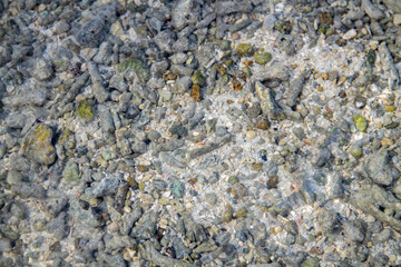 Background of rocks in the sand on the beach